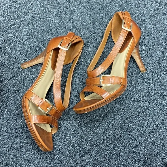 Cole Haan carma air hi heels sandal strappy Woodbury brown tan 7.5 - Picture 8 of 15